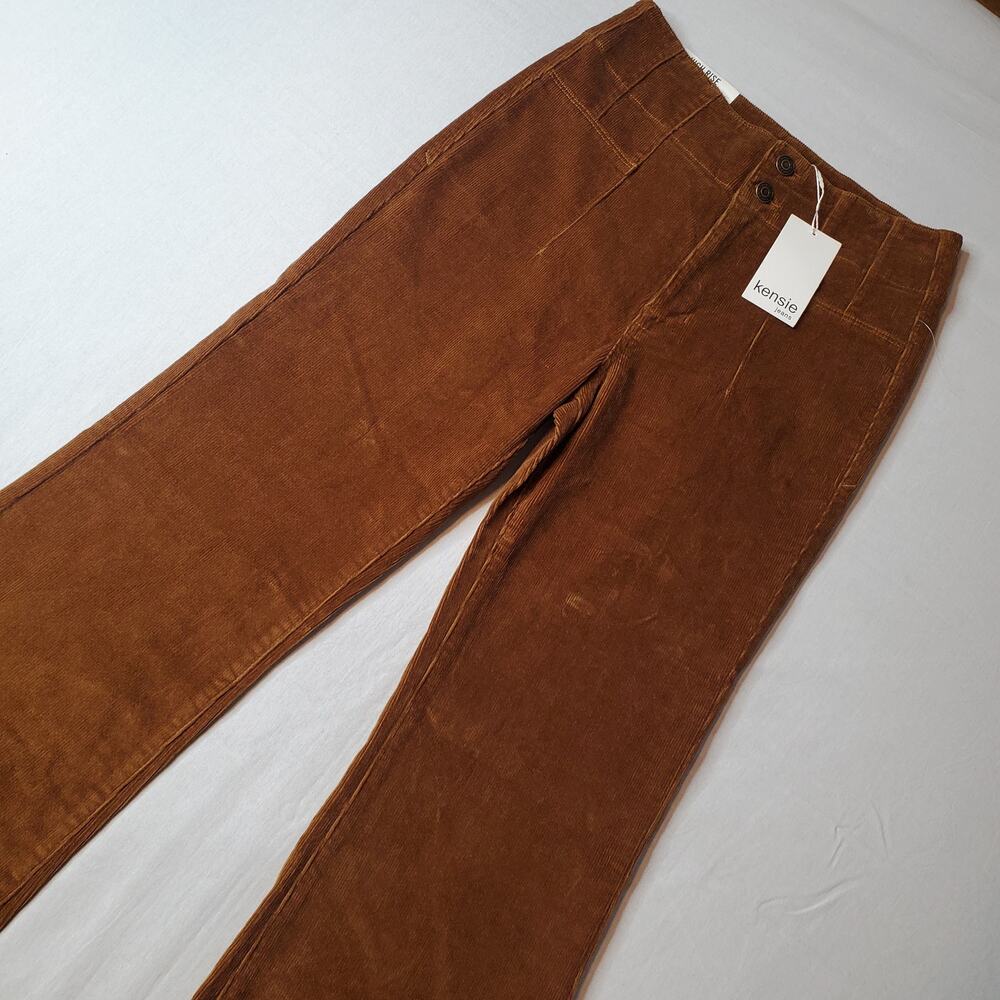 Kensie Jeans Women's Size 8/29 NWT High Rise Corduroy Flare Pants Brown